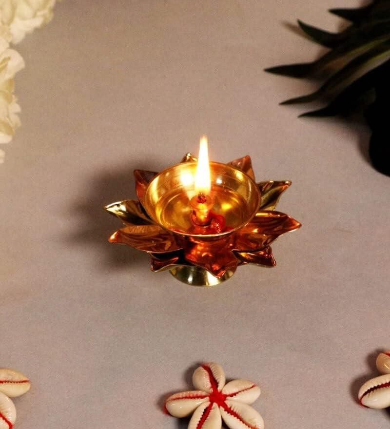 Craft India Set of 2 Floral Shape Metal Diya