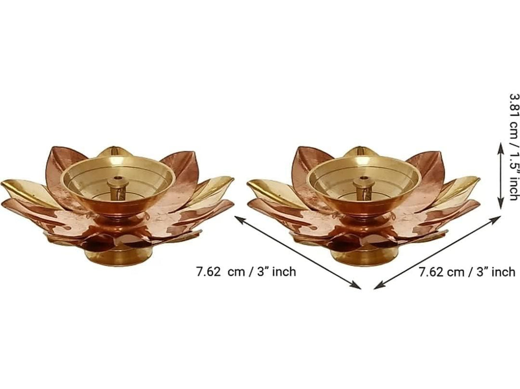Craft India Set of 2 Floral Shape Metal Diya