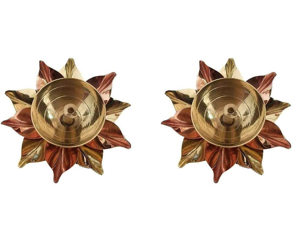 Craft India Set of 2 Floral Shape Metal Diya