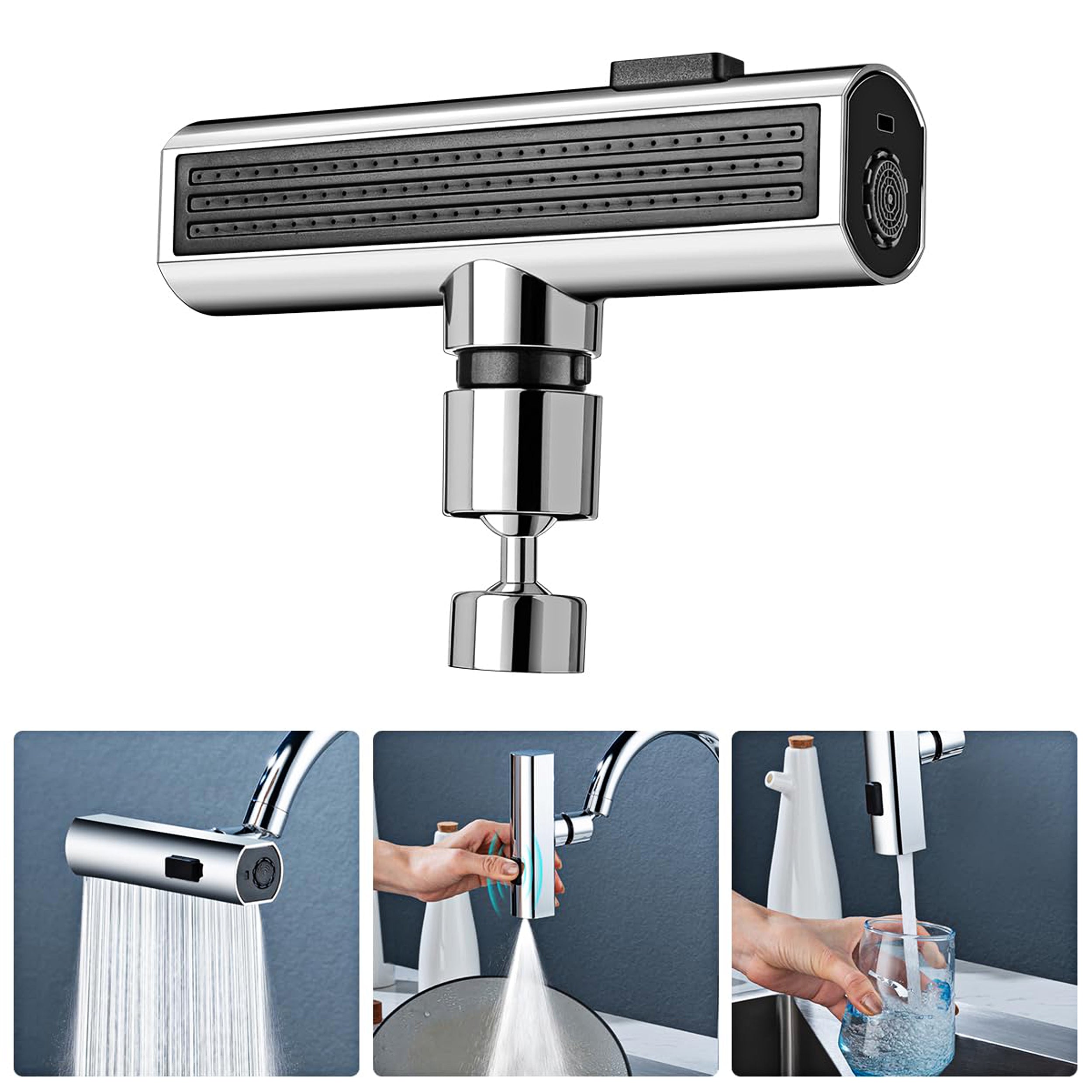 3 in 1 - 360� Waterfall Kitchen Faucet, Touch Faucet, Extender for Kitchen Sink