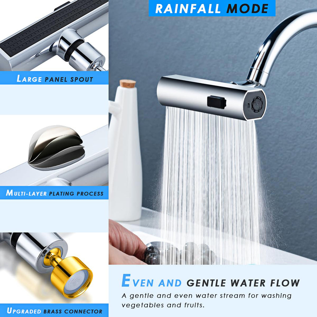 3 in 1 - 360� Waterfall Kitchen Faucet, Touch Faucet, Extender for Kitchen Sink