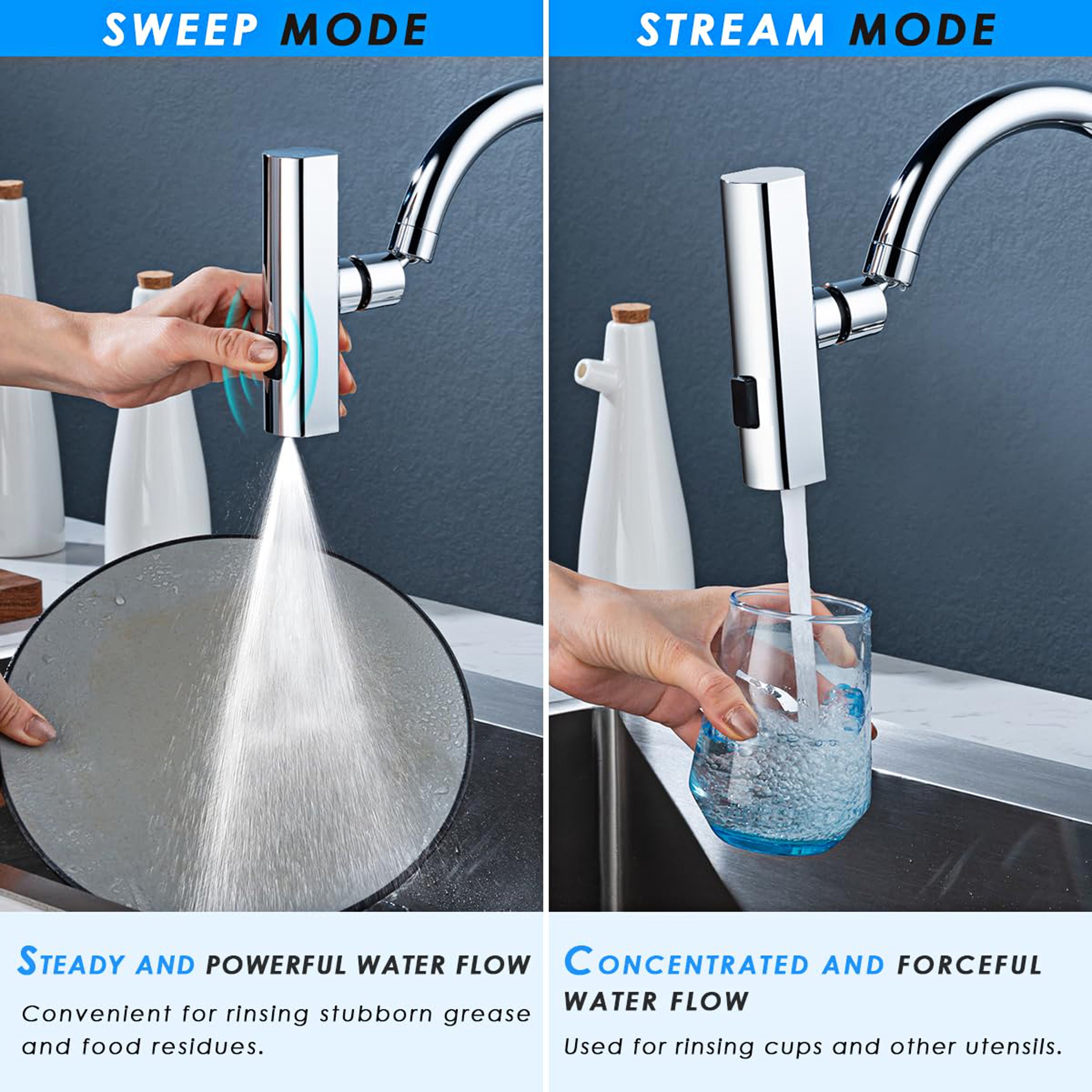 3 in 1 - 360� Waterfall Kitchen Faucet, Touch Faucet, Extender for Kitchen Sink